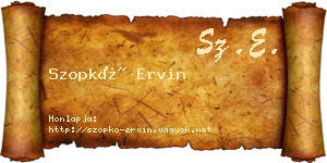 Szopkó Ervin névjegykártya