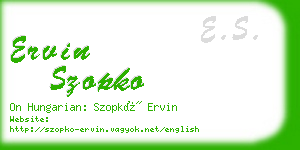 ervin szopko business card